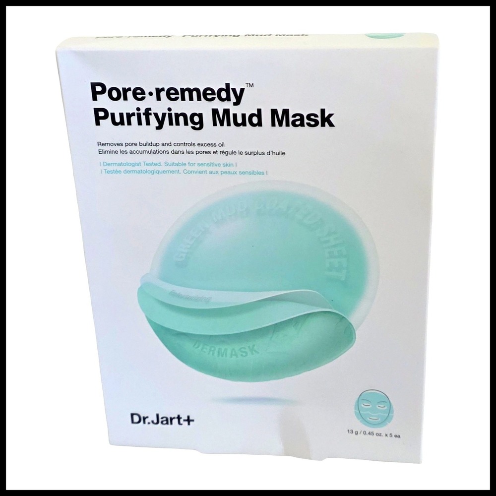 Dr. Jart+ Pore-remedy Purifying Mud Mask 5 Pack Green Mud Sheet Masks New Box